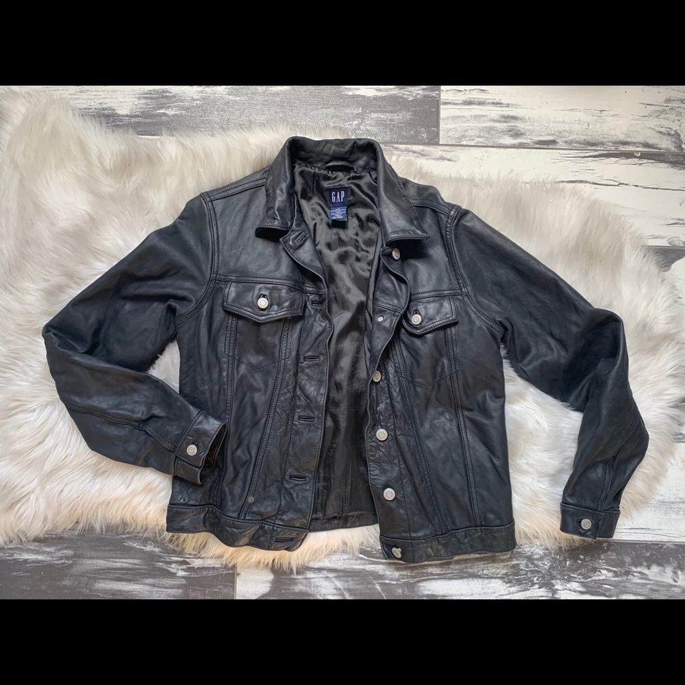 Vintage Black Leather GAP Jacket